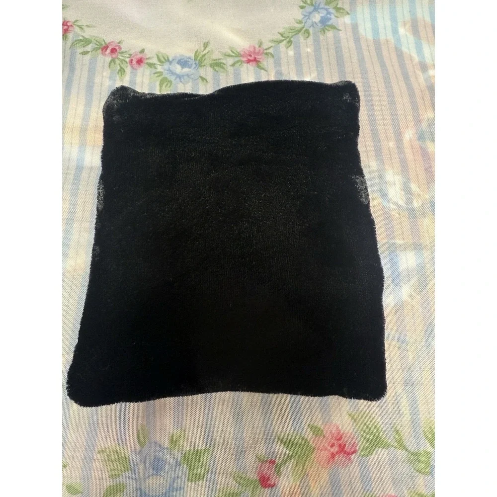 Brighton Black Velvet Jewelry Pouch Bag 4x5 Gold Embroidered Travel‎ Storage